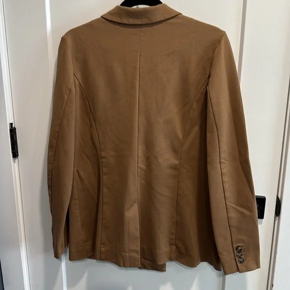 Liverpool X Living in Yellow Becca Double Breasted Tan Blazer Large EUC
